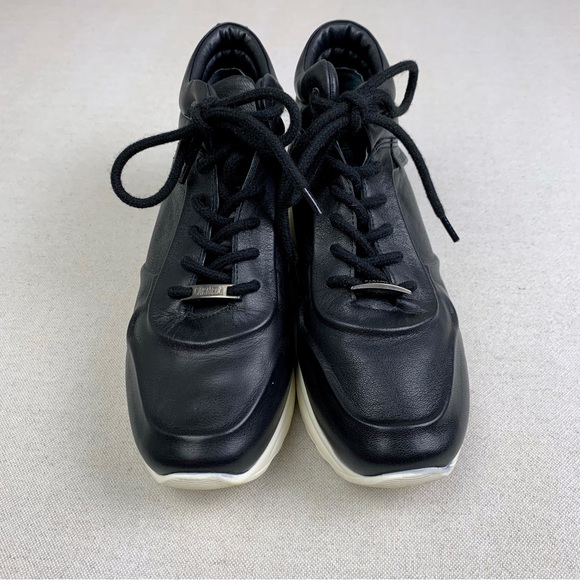 HAYDEN Black Leather Platform Wedge Sneakers CARMELA - Picture 6 of 14